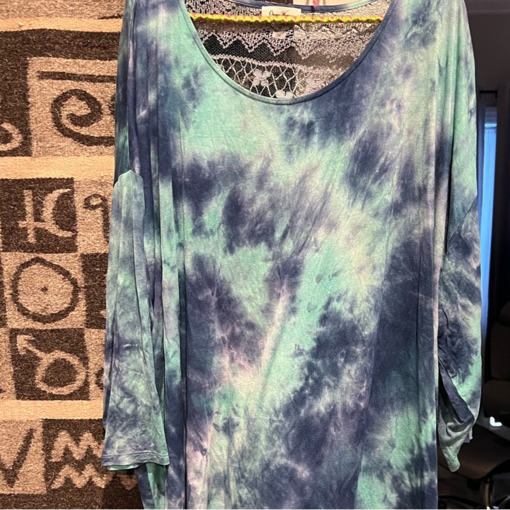 Tie-Dye Women's Top - Blue and Green